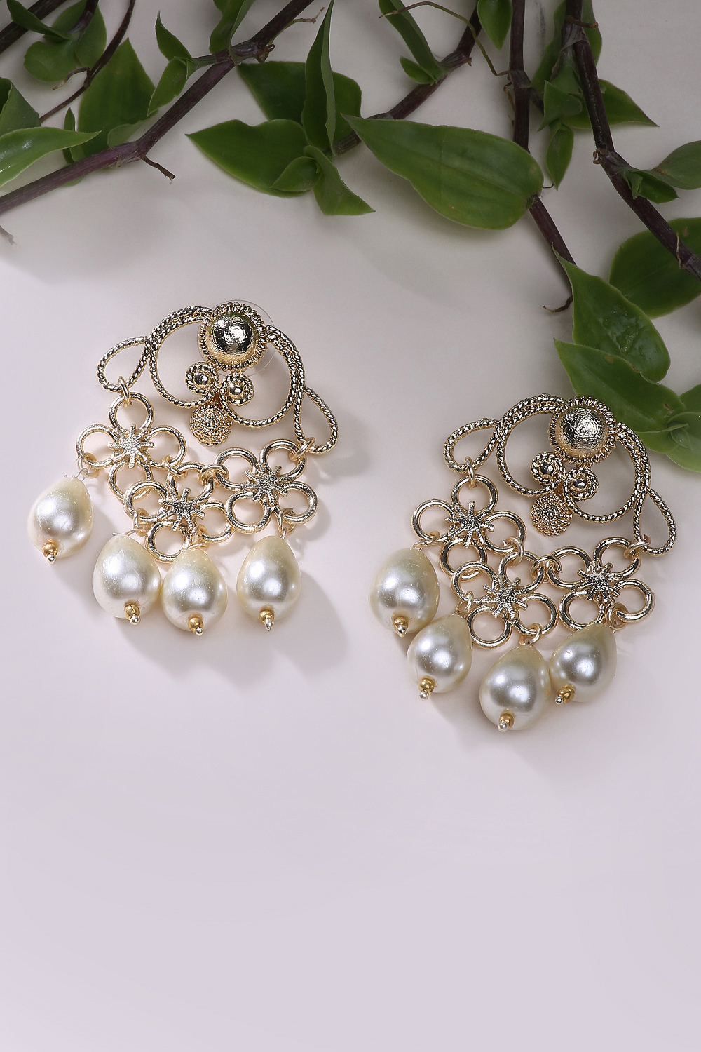 Gold Metal Brass Earring image number 1