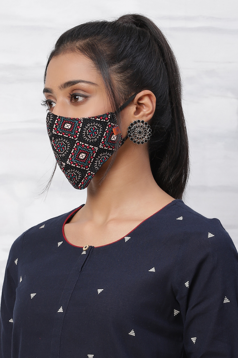 Black Viscose Rayon Face Mask image number 1