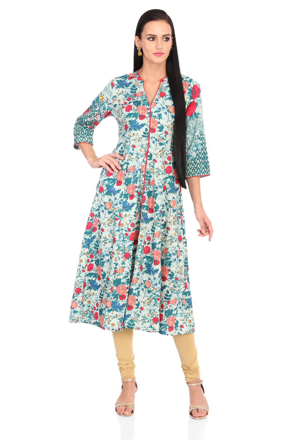 Lime Green Kalidar Viscose Rayon Indie Top image number 4
