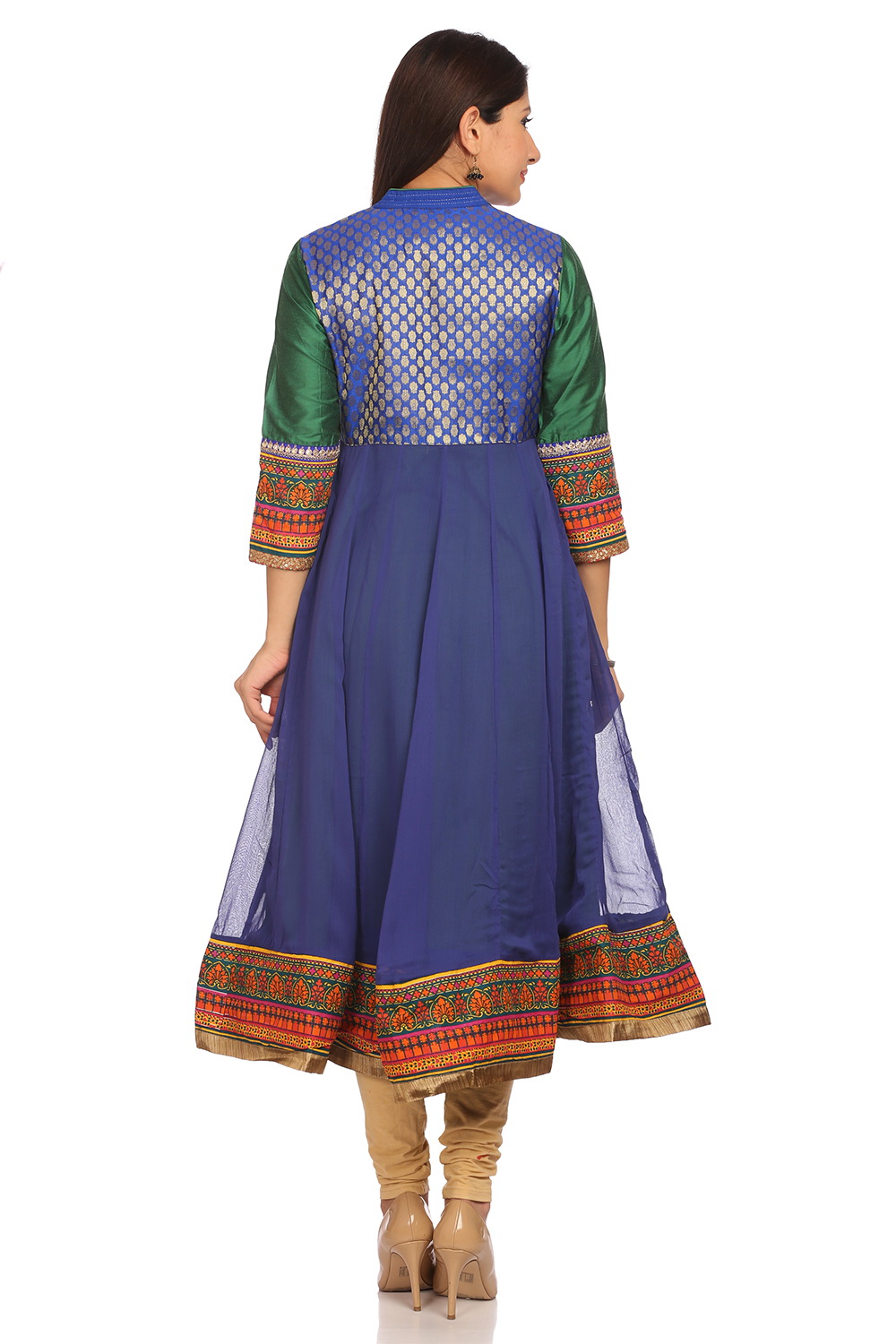 Blue Cotton Kalidar Kurta image number 3