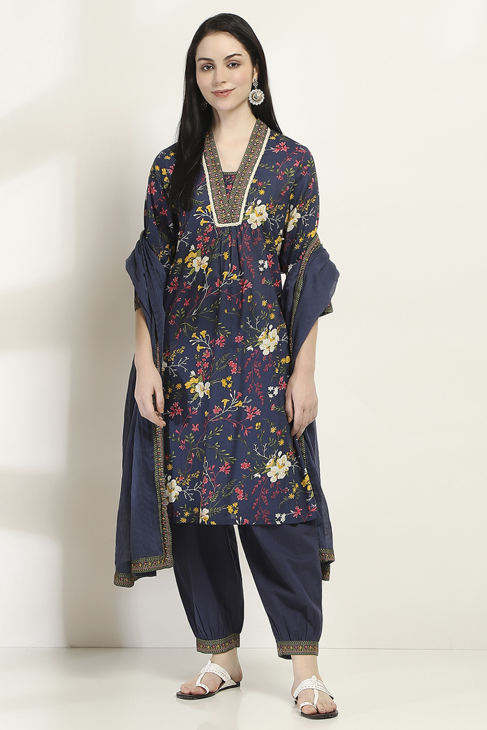 Navy Cotton Straight Set image number 6