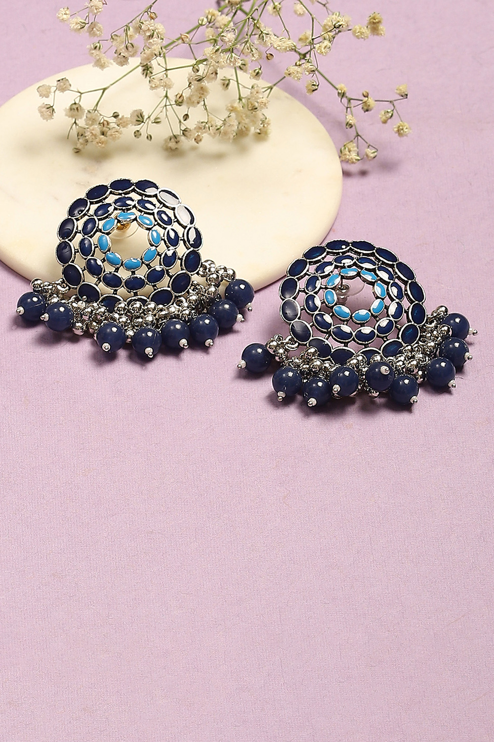 Blue Brass Earrings image number 0