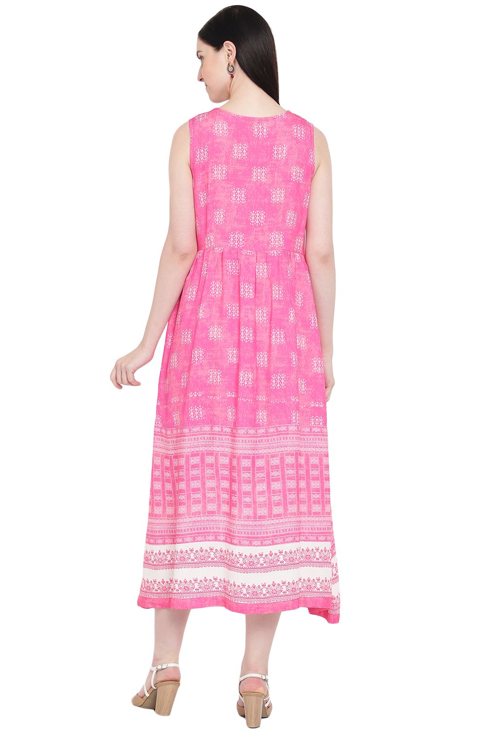Pink Viscose Flared Kurta image number 4