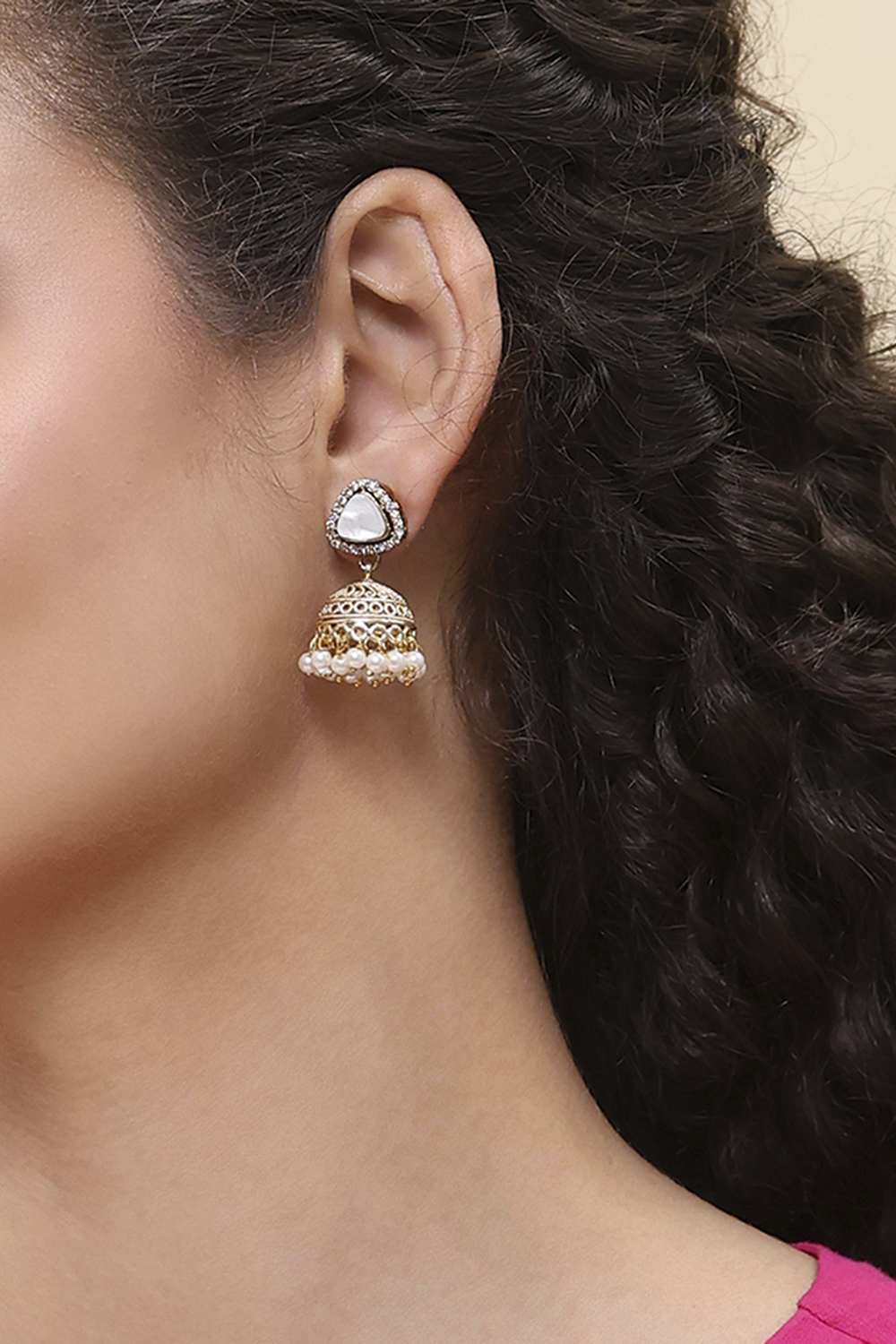 White Brass Jhumka image number 1