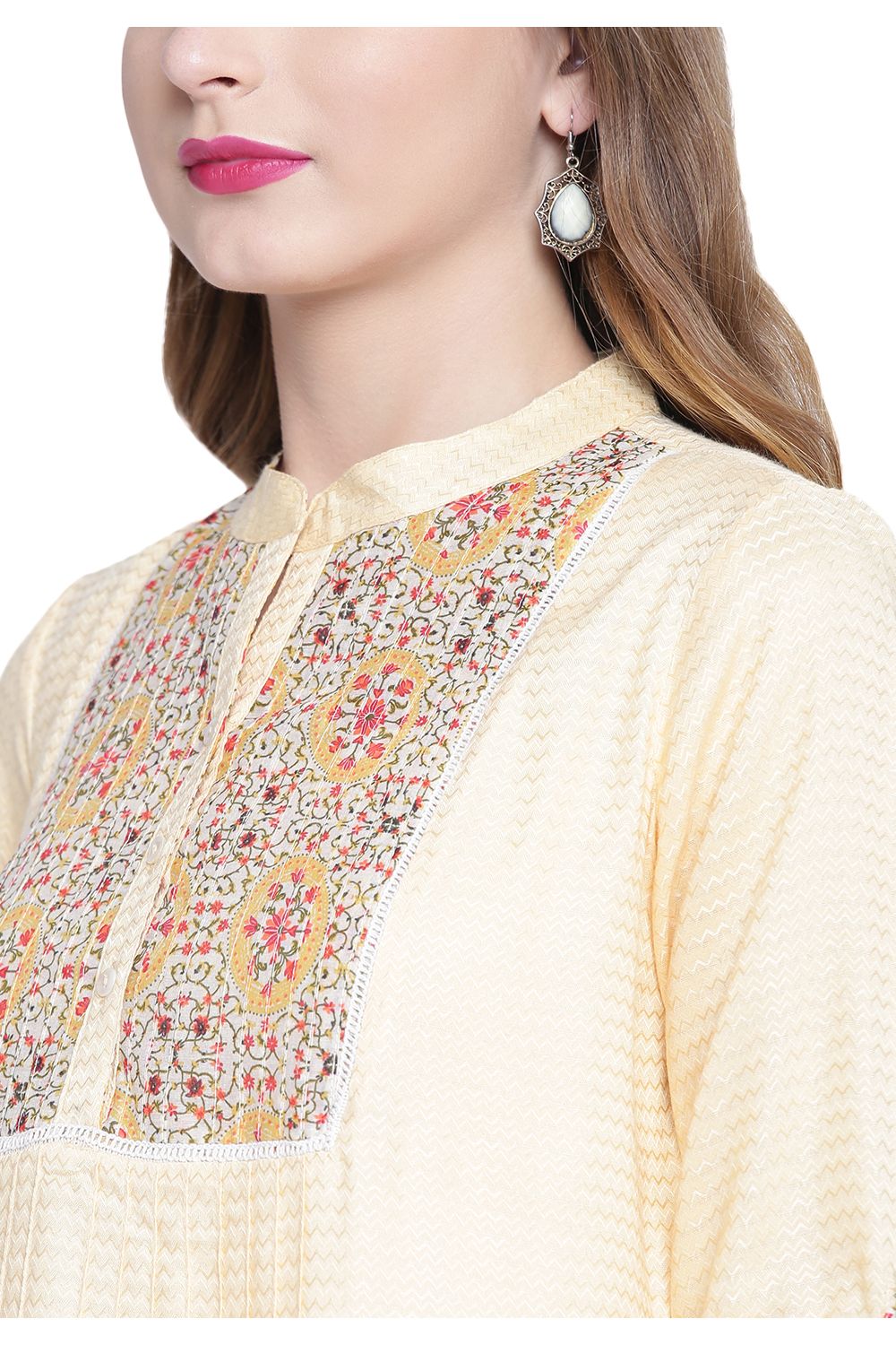 Beige A-Line Viscose Indie Top image number 1