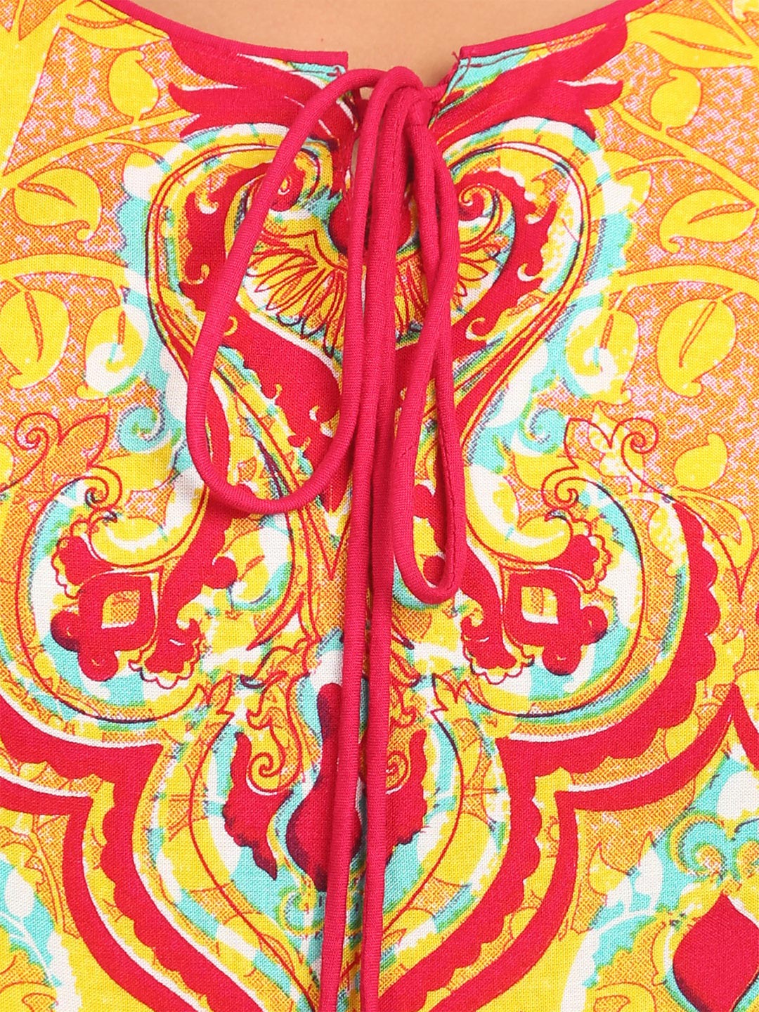 Yellow Flared Cotton Kurta image number 4