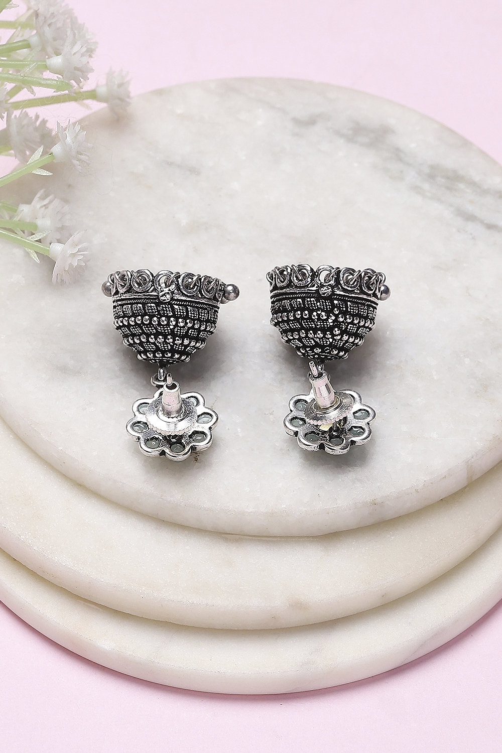 Green Brass Jhumka image number 2