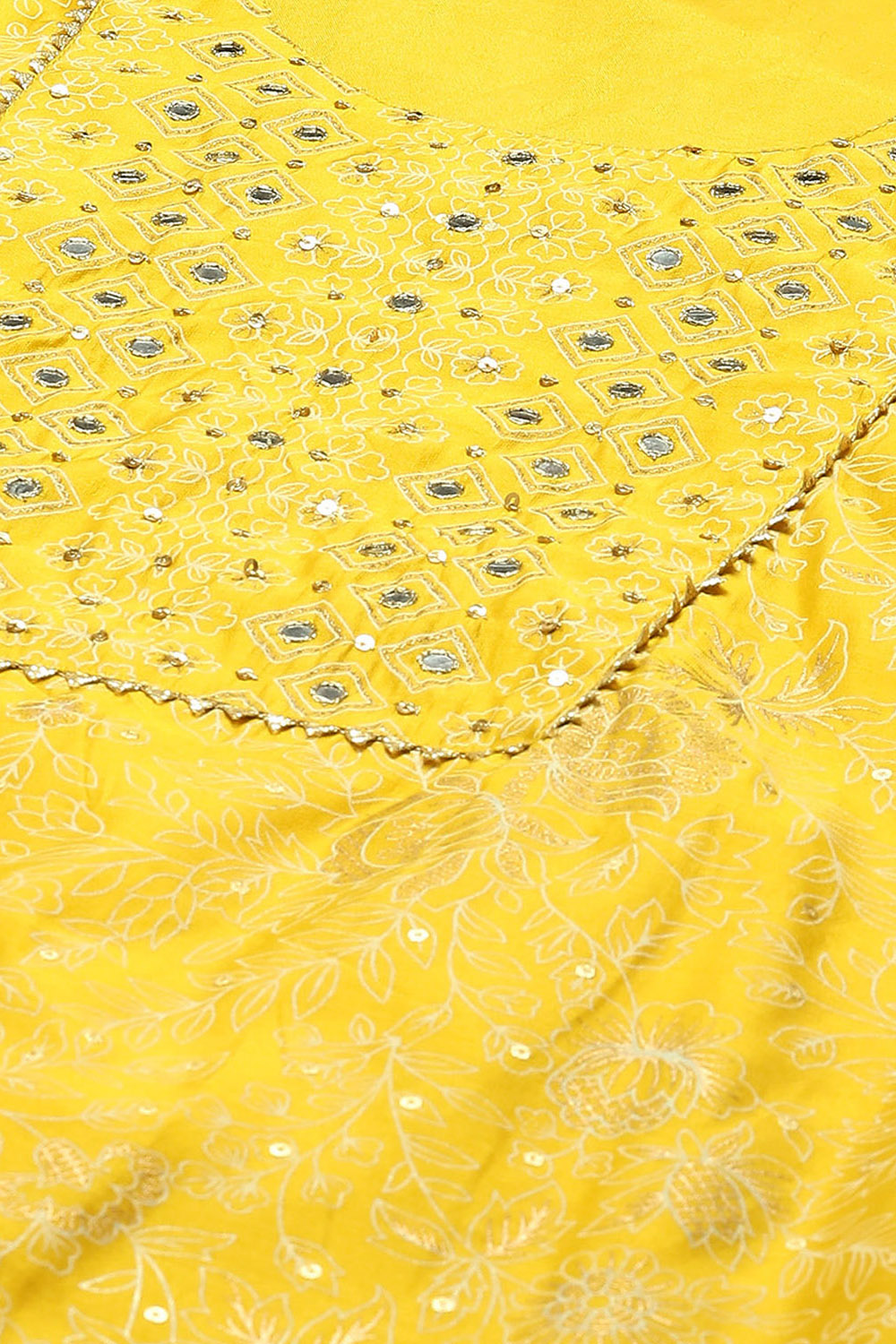 Yellow Modal Straight Printed Kurta Sharara Suit Set image number 1