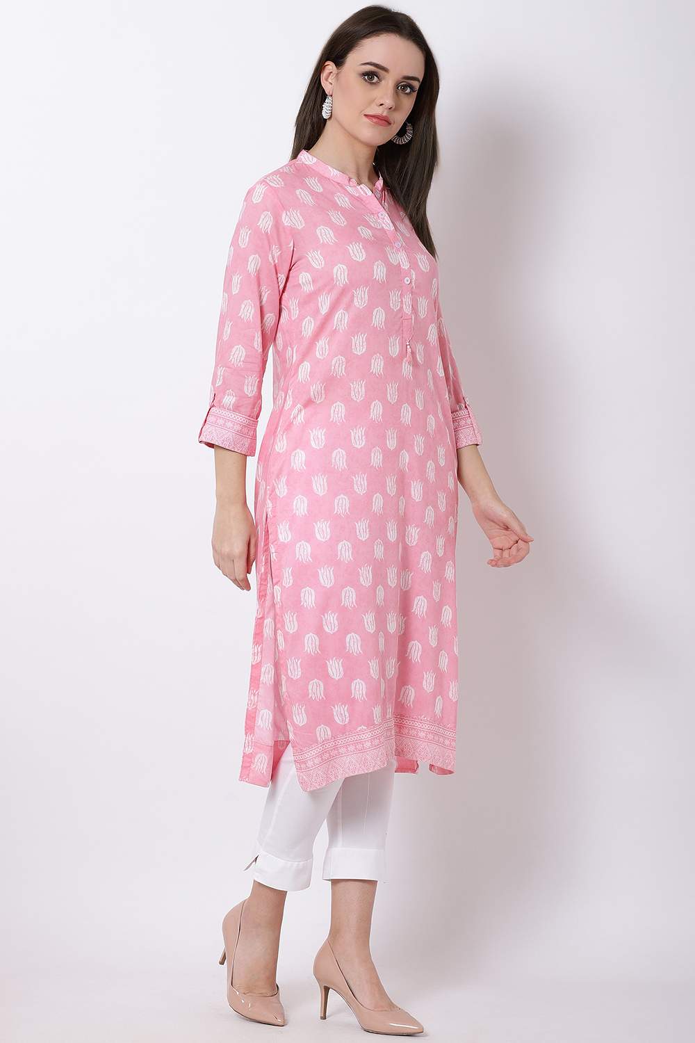 Pink Viscose Straight Kurta image number 3