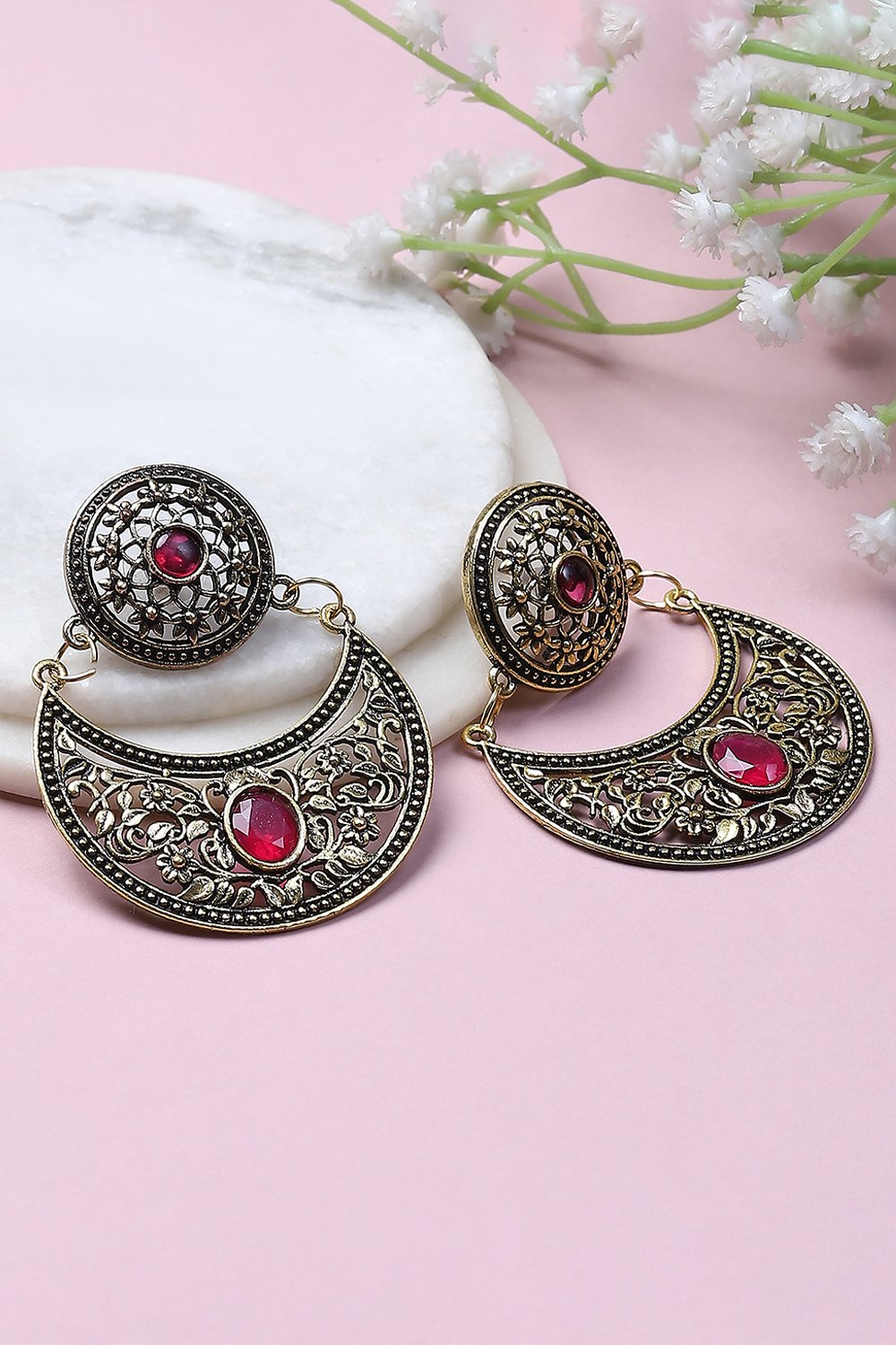 Pink Alloy Drop & Danglers image number 0