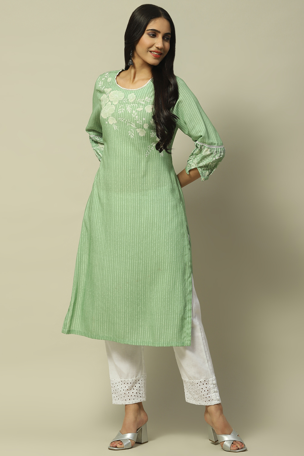 Green Rayon Staight Kurta image number 0