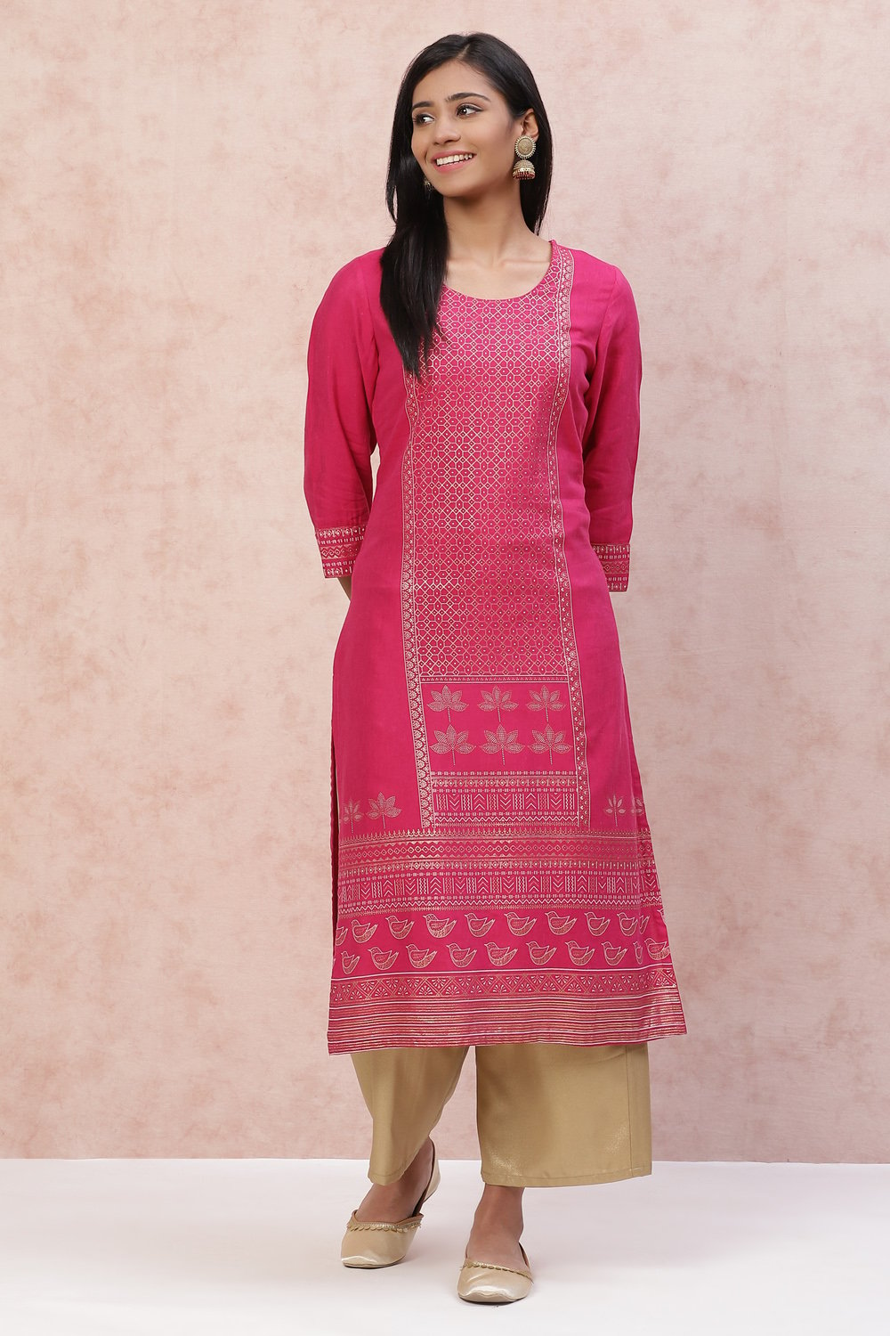 Indigo Cotton Viscose Straight Kurta image number 2