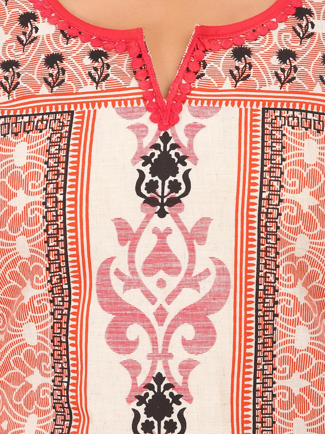 Beige Cotton Straight Kurta image number 4