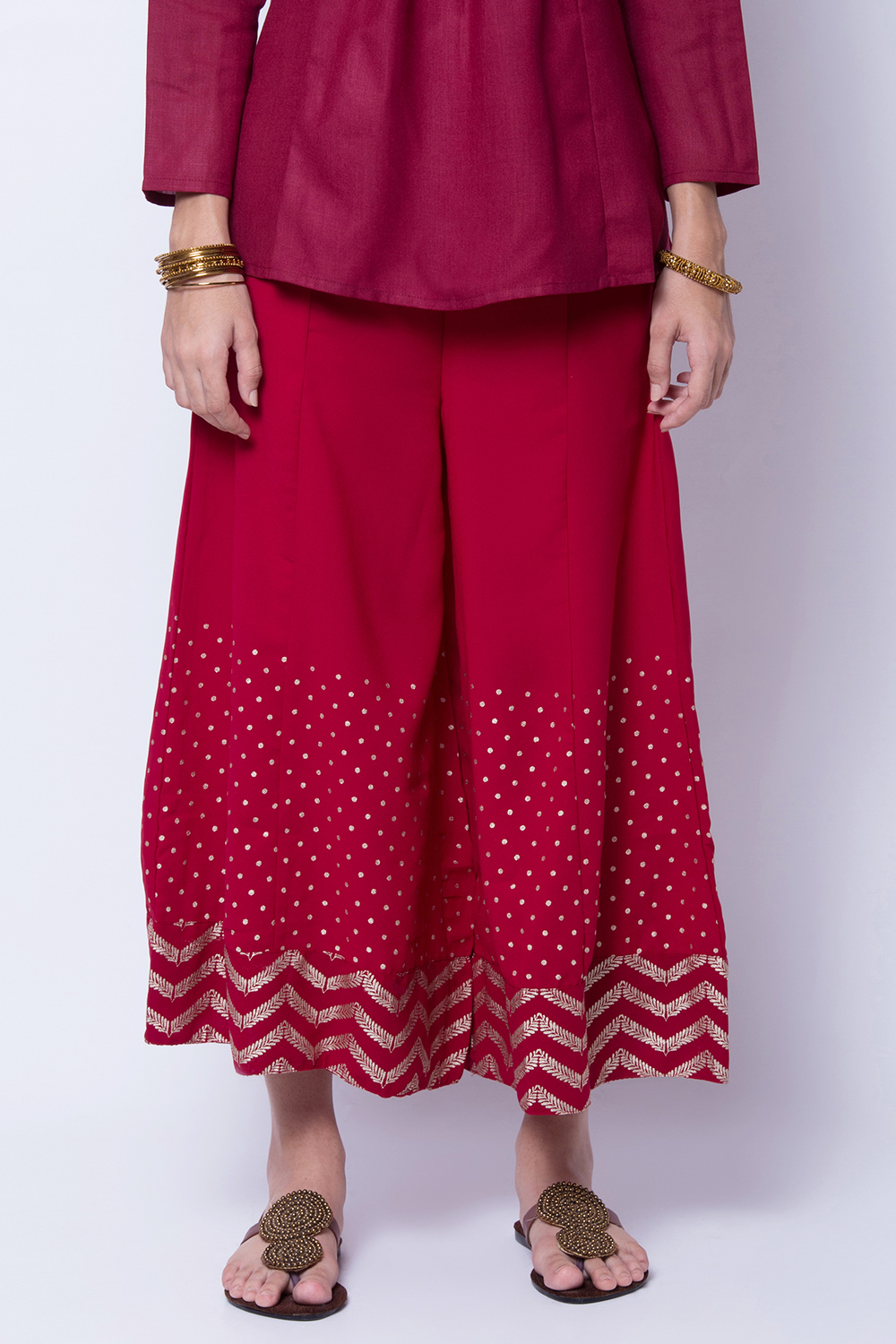 Maroon Poly Cotton Palazzo image number 2