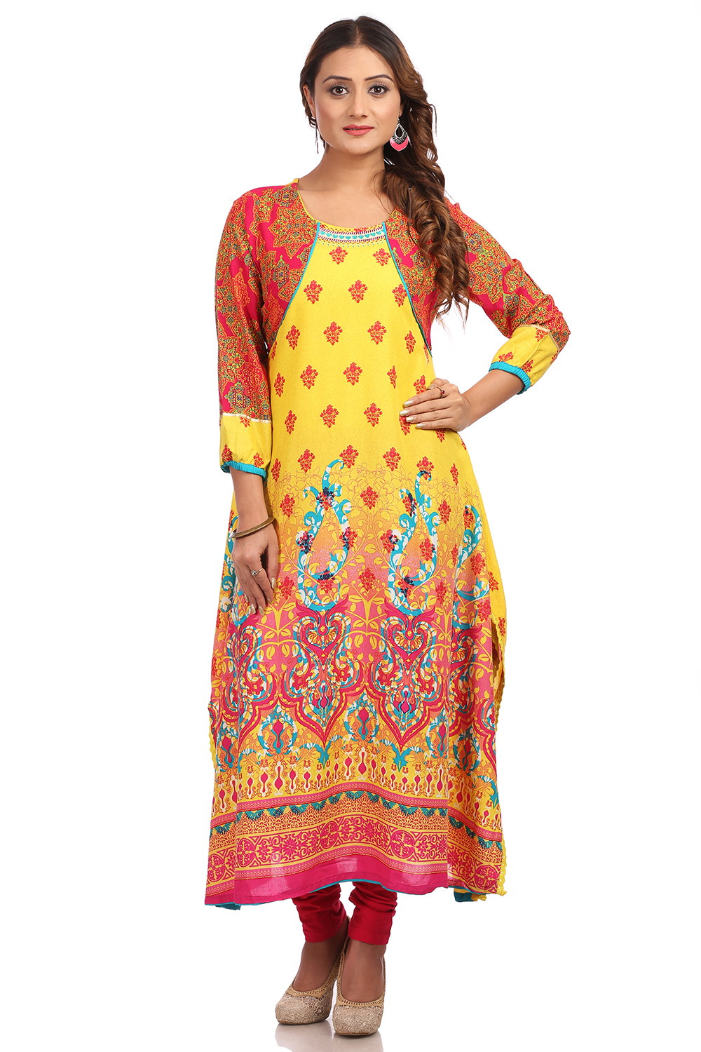 Yellow Straight Cotton Kurta image number 0