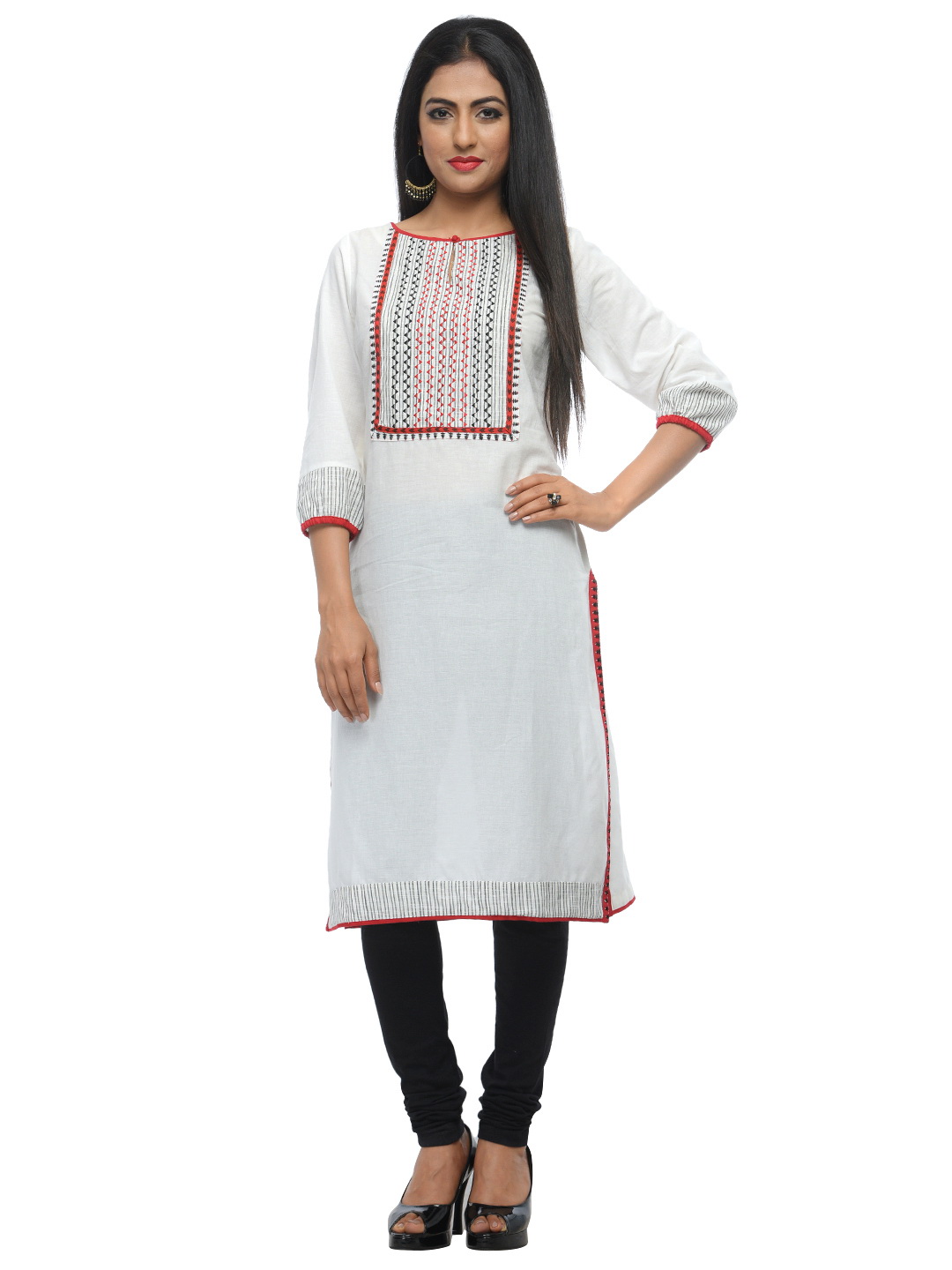 White Cotton Straight Kurta image number 0