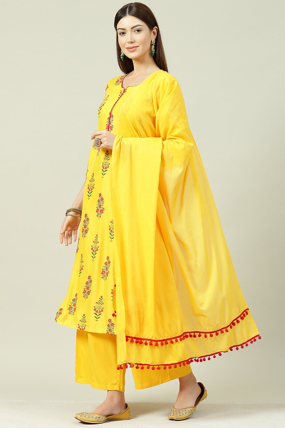 Yellow LIVA Straight Suit Set image number 6