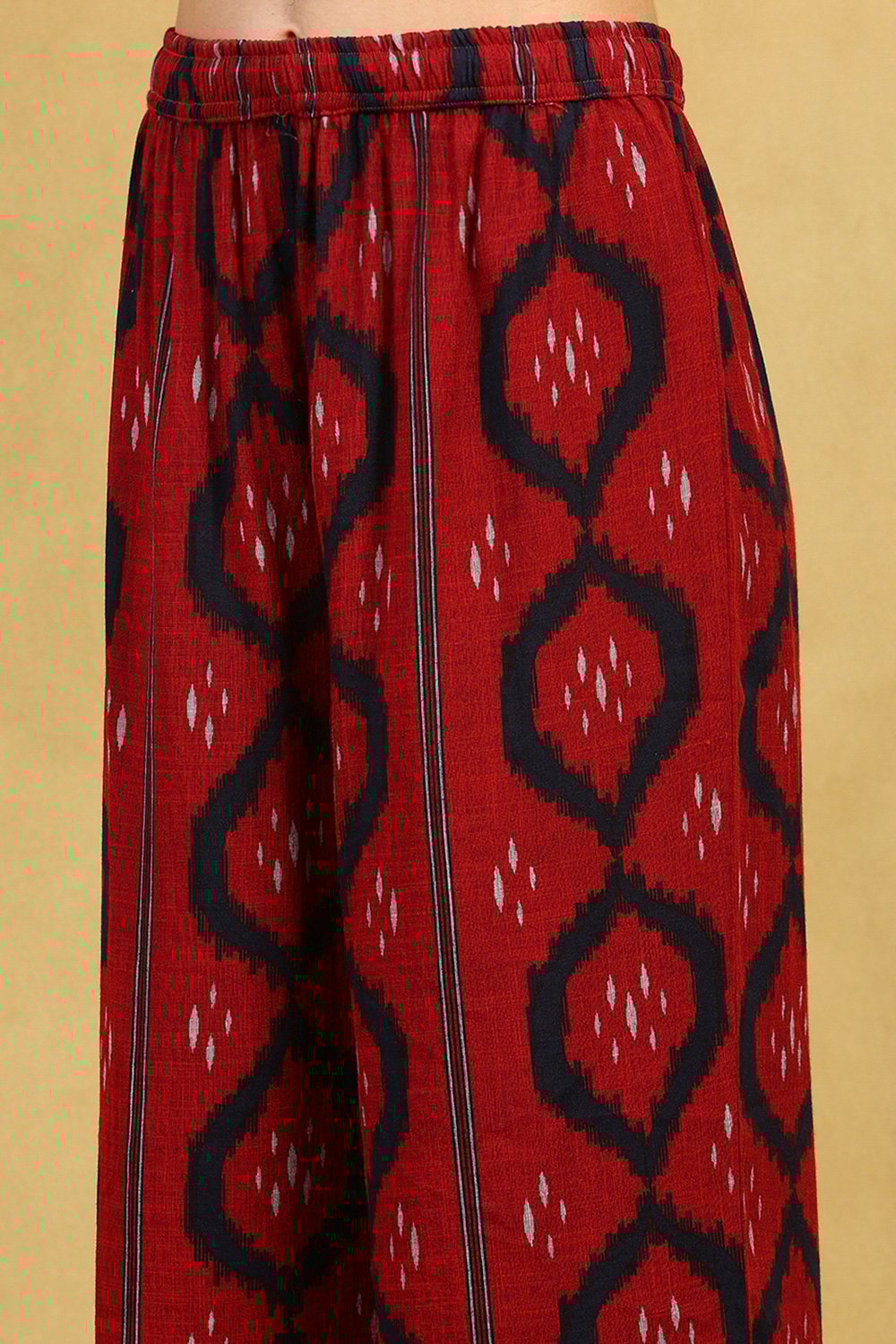 Red Viscose Blend Printed Gathered Kurta Palazzo Set image number 2