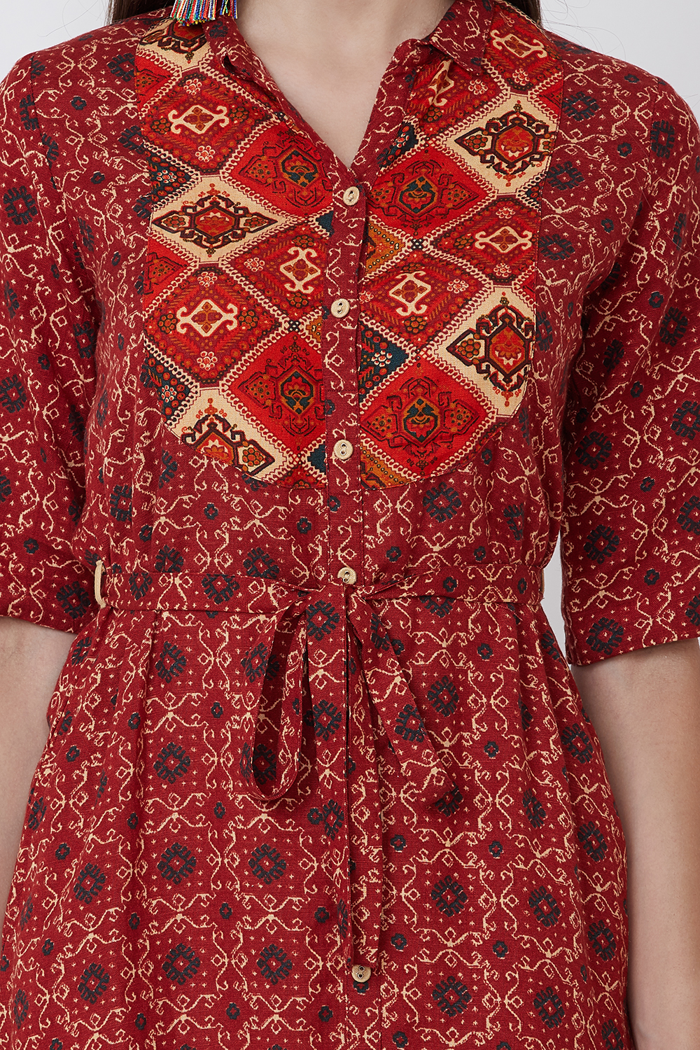 Rust Viscose A Line Kurta image number 1