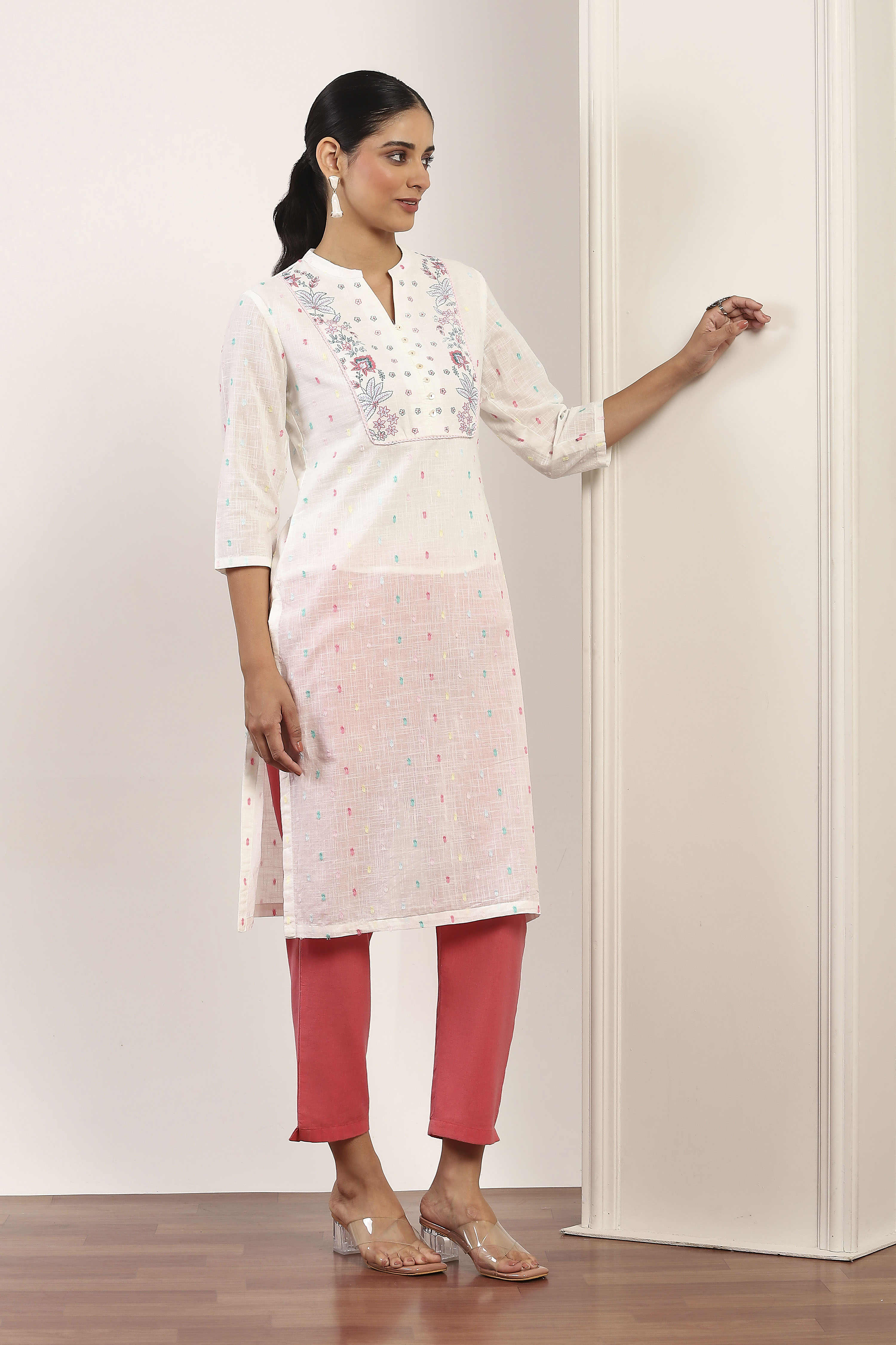 White Cotton A-line & Kalidar Kurtas image number 4