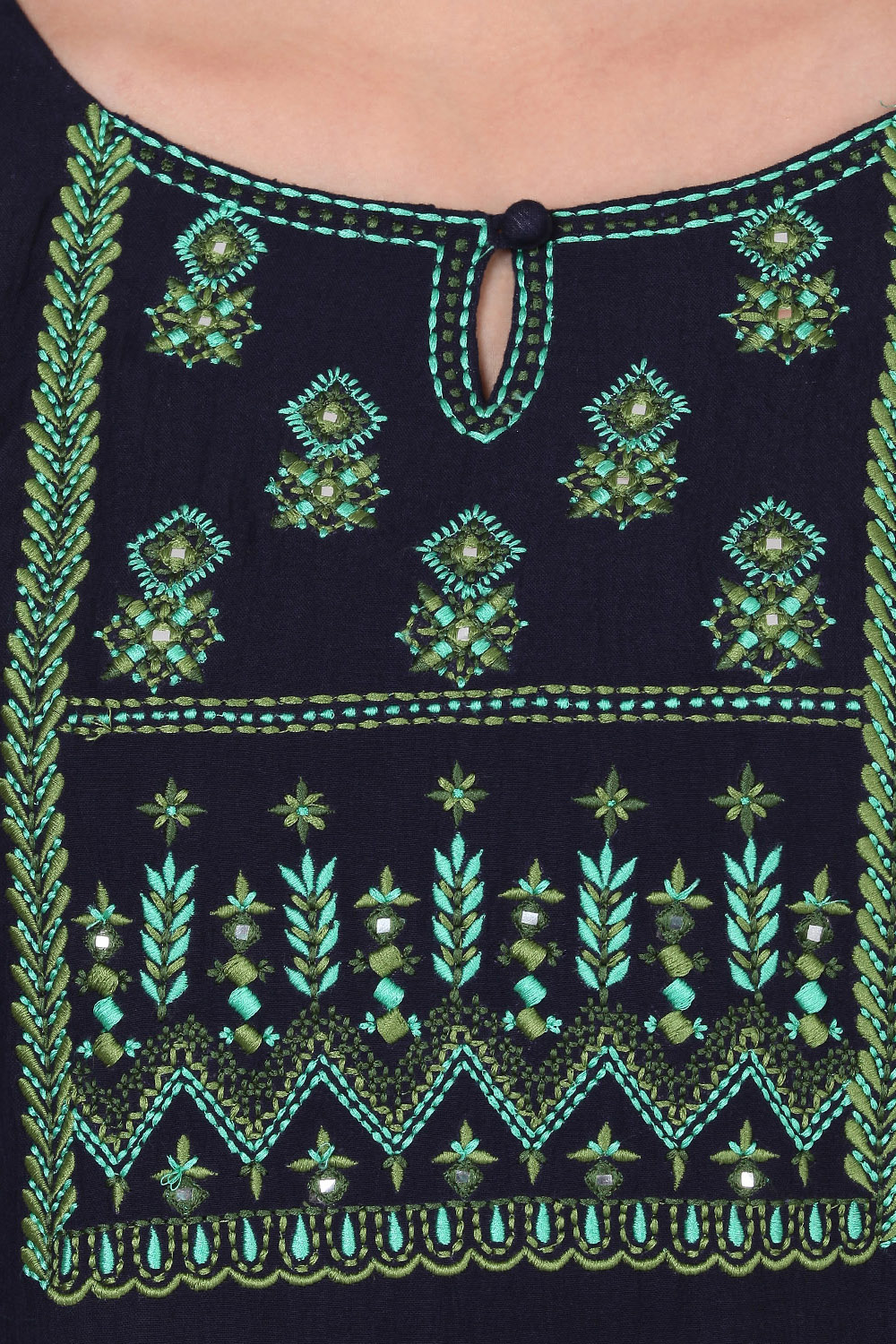 Dark Blue Straight Viscose Indie Top image number 5