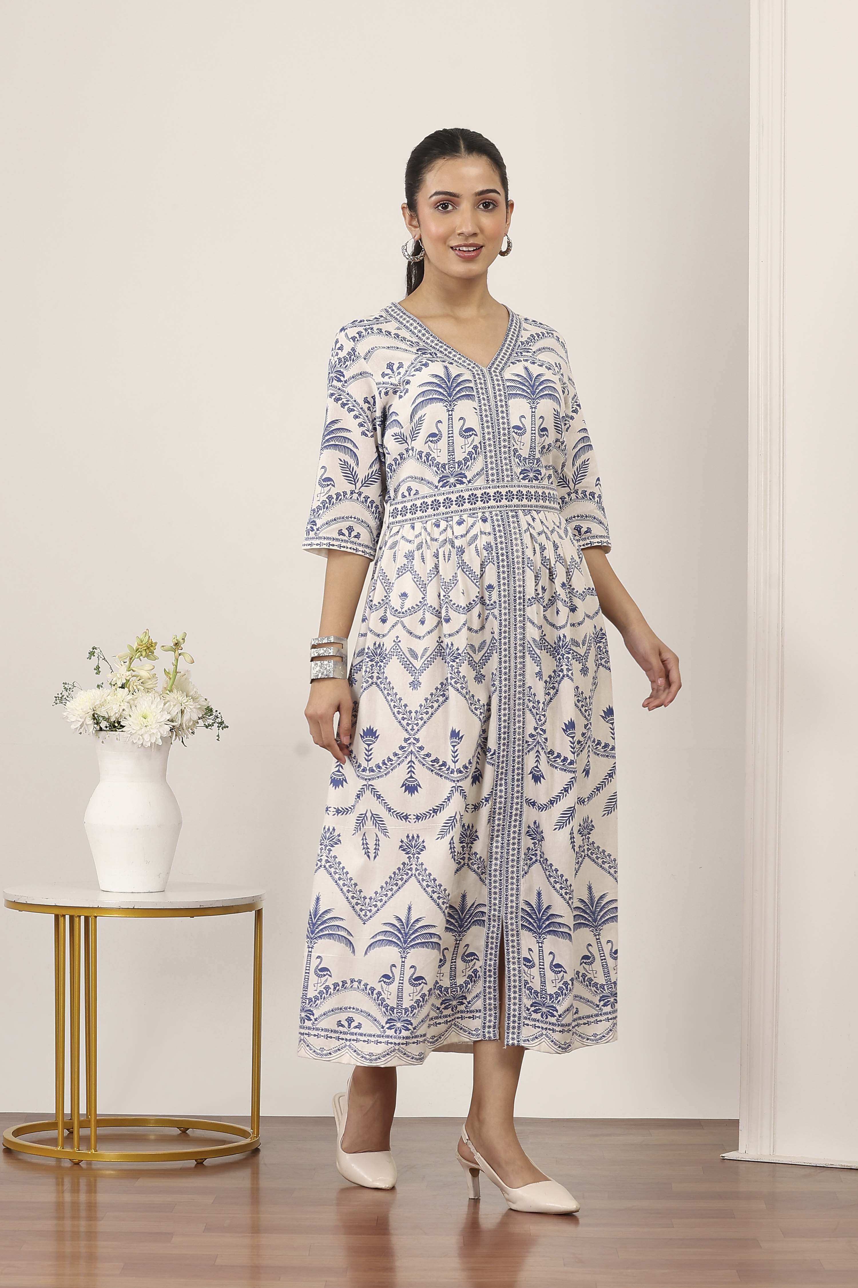 Blue Rayon A-Line Dresses image number 4