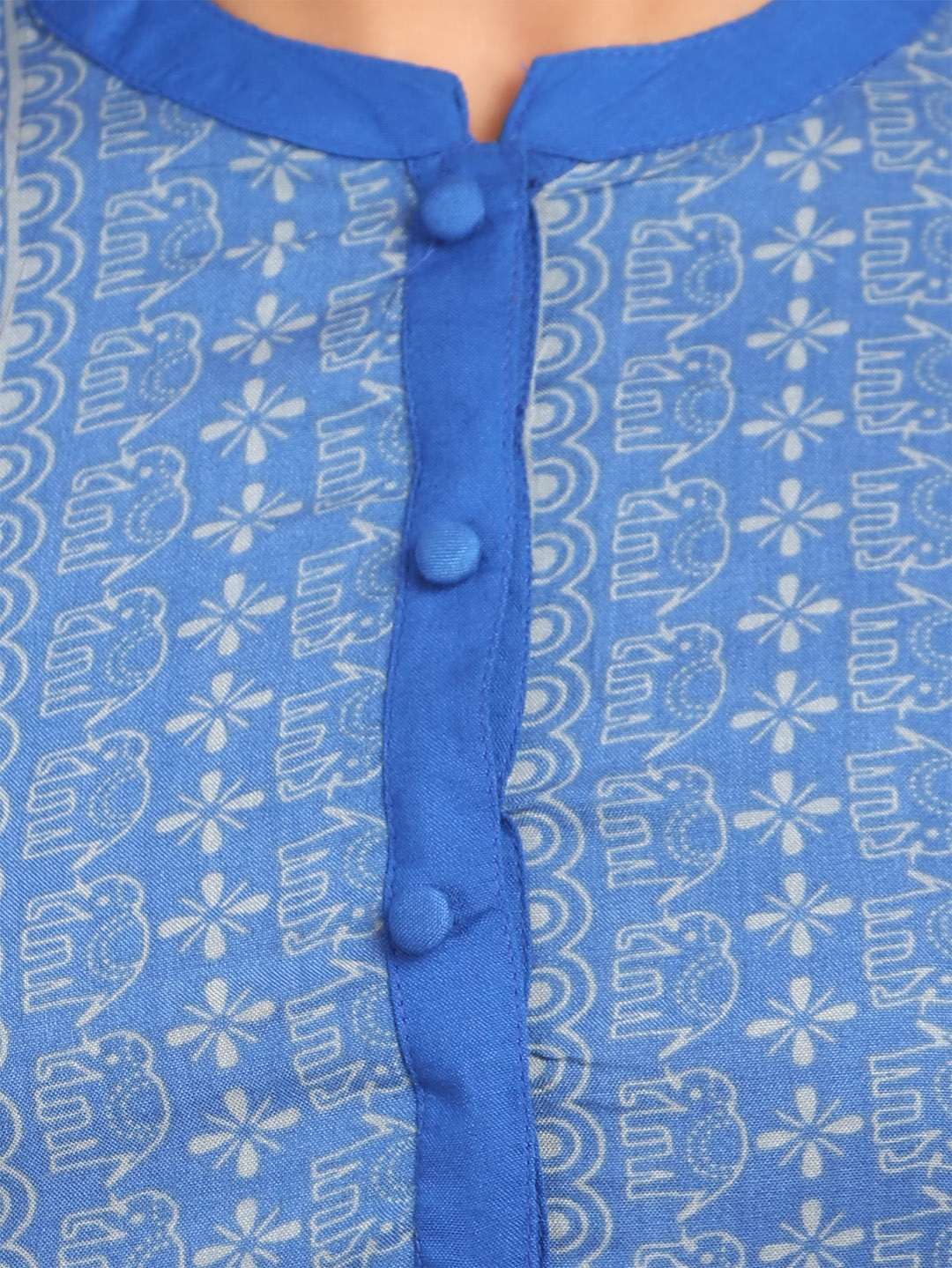Blue Straight Cotton Kurta image number 4