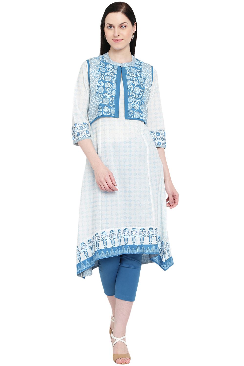 White Cambric A-Line Kurta image number 0