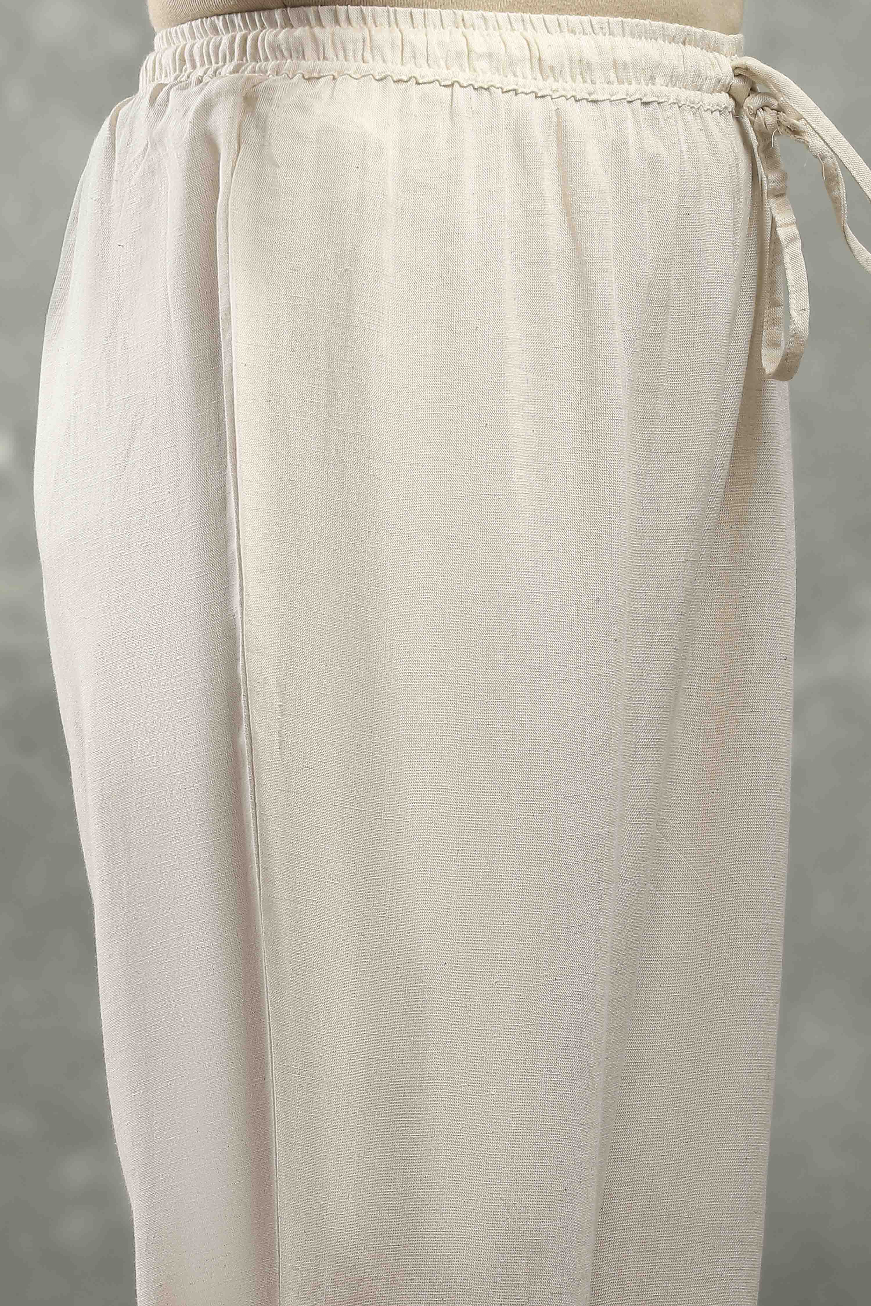 Off White Polyester Straight Kurta Pants Set image number 2