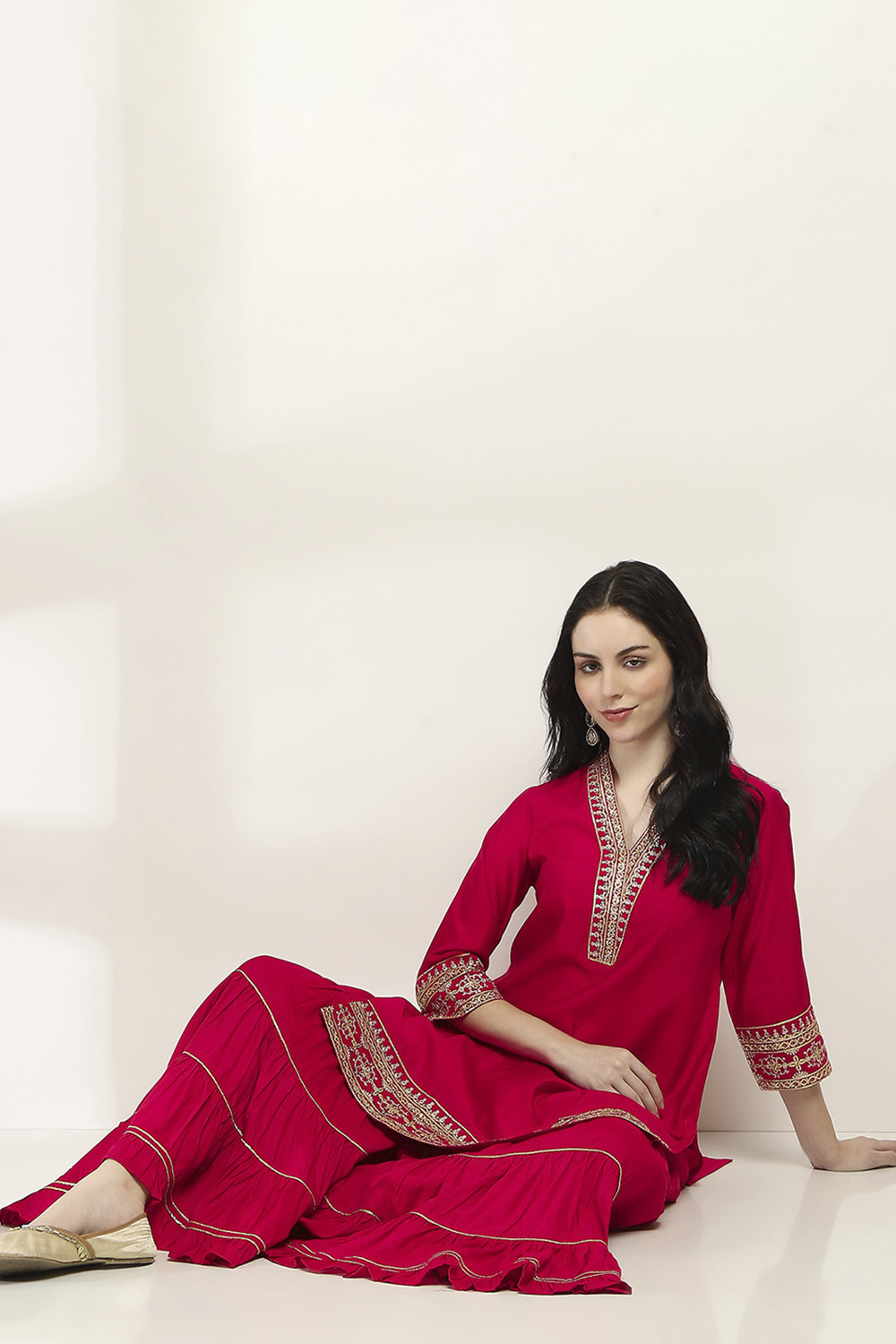 Red Viscose Straight SET image number 0