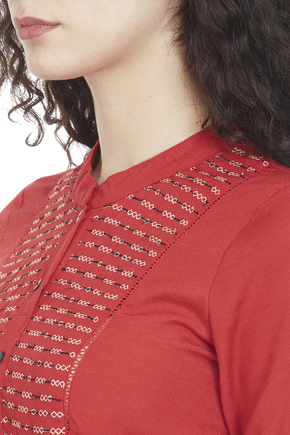 Red Flared Viscose Dress image number 4