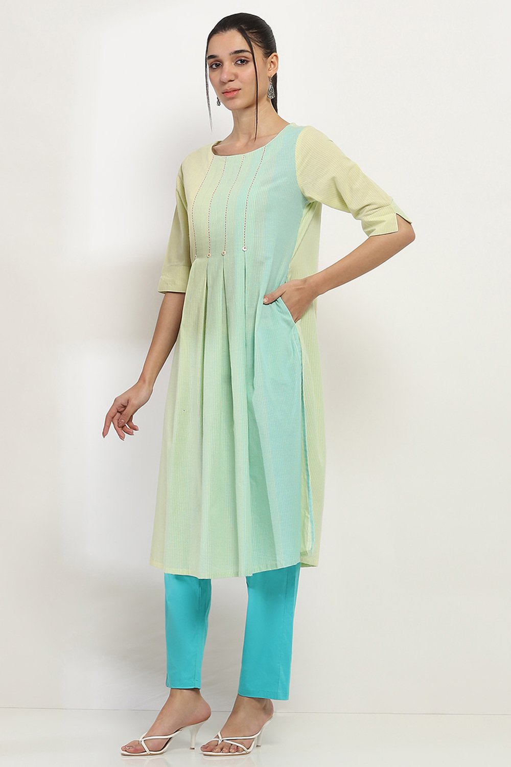 Black Cotton Straight Kurta image number 2