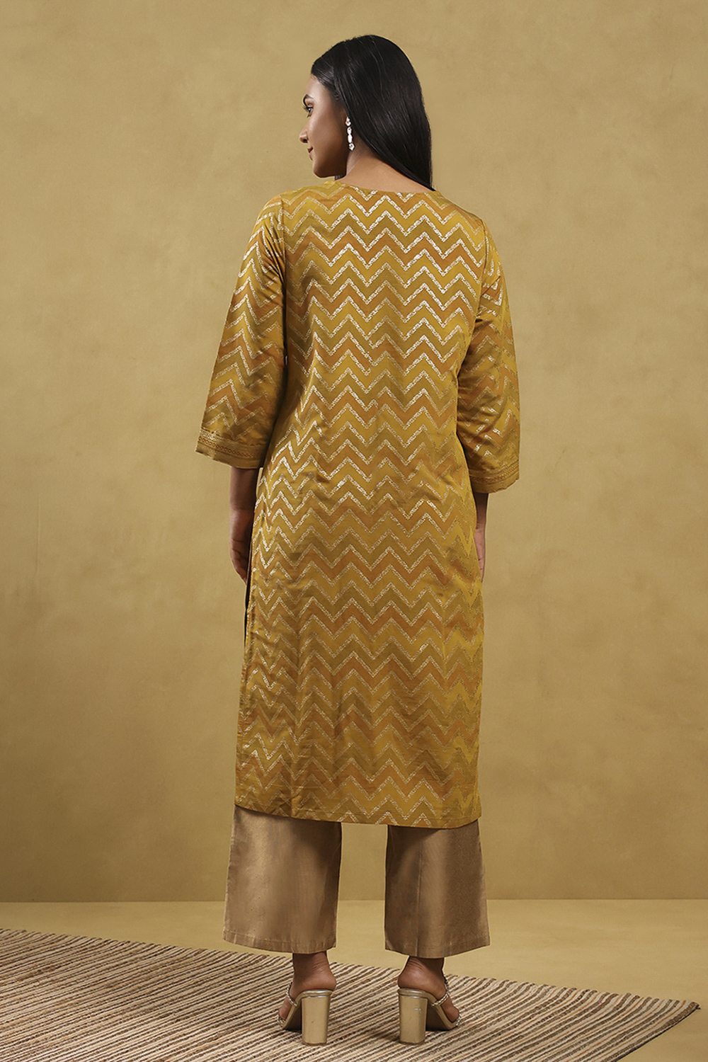 Aqua Viscose Blend Printed Straight Kurta image number 4