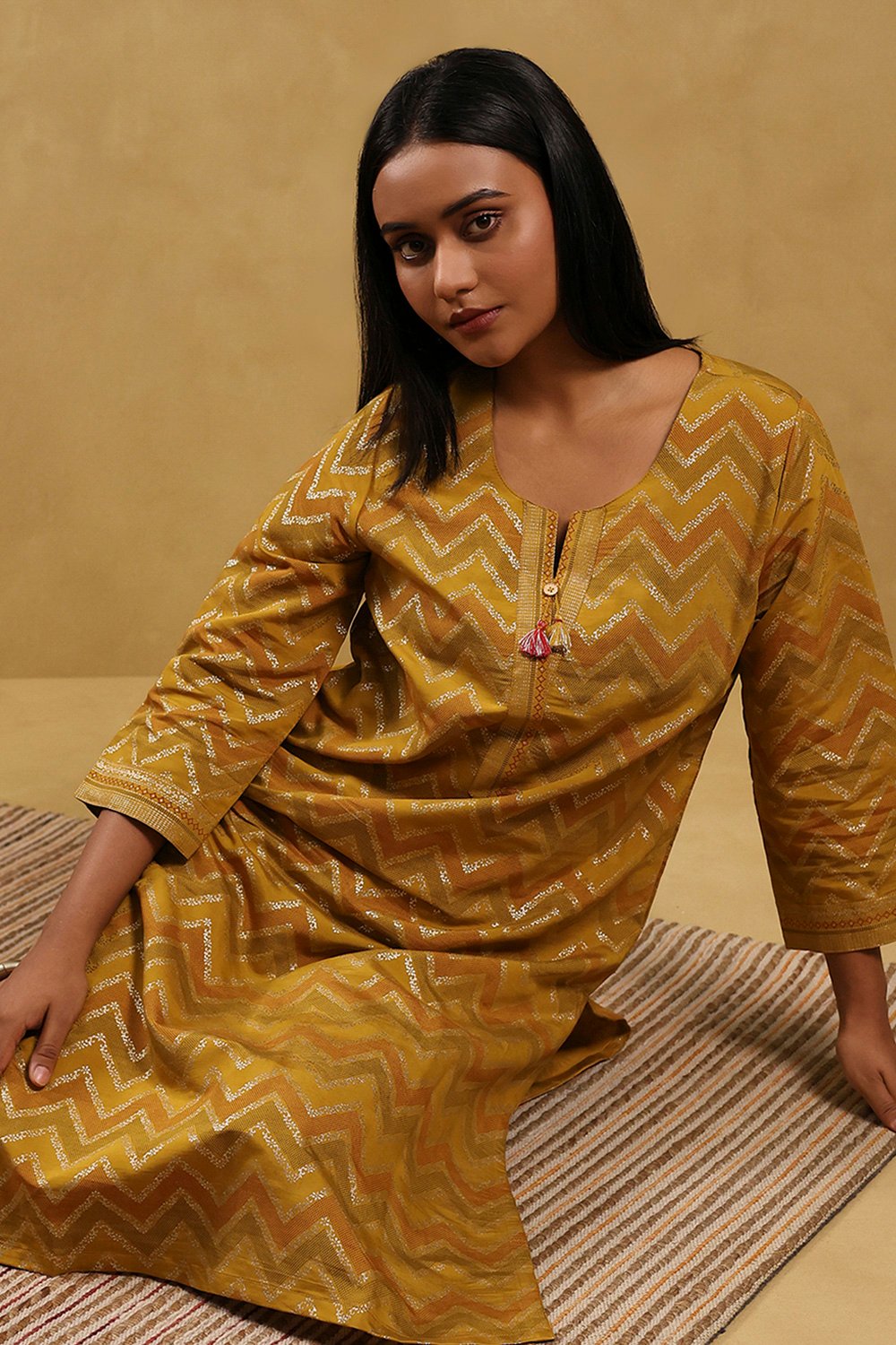 Aqua Viscose Blend Printed Straight Kurta image number 0
