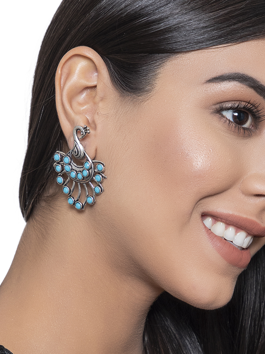 Turquoise Metal Brass Earring image number 1