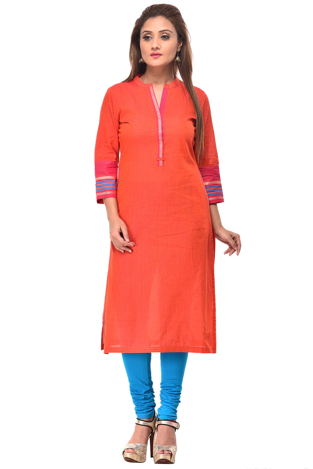 Pink Straight Cotton Kurta image number 0