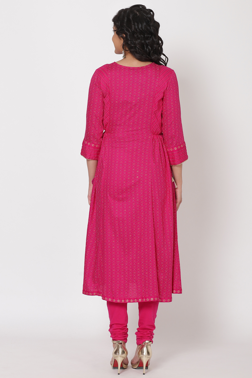 Pink Viscose Rayon Flared Kurta image number 5