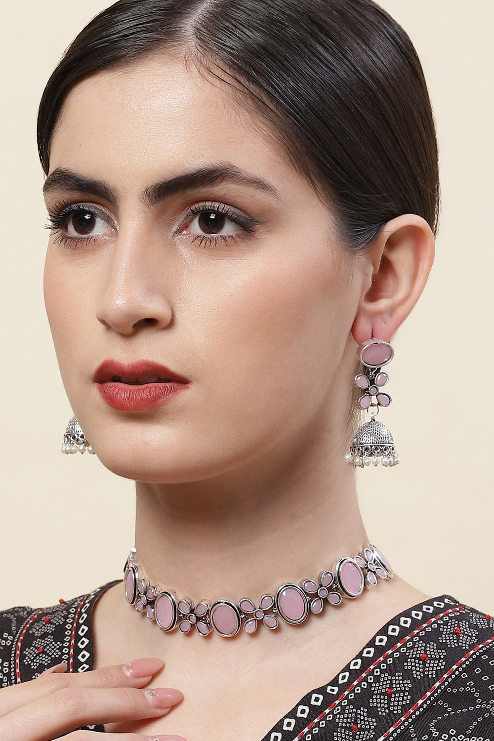 Light Pink Brass Earrings image number 2