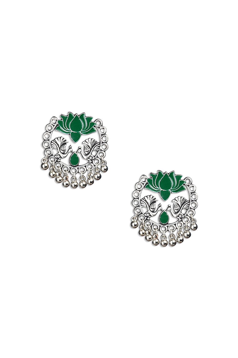 Green Enamel Earrings image number 1