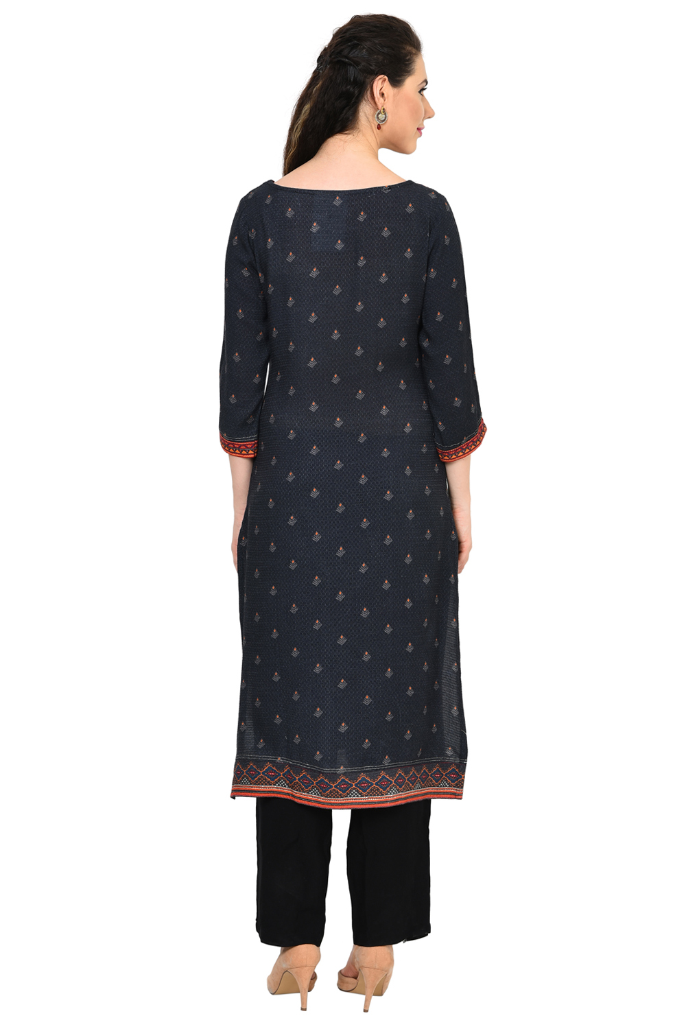 Black Straight Modal Kurta image number 3