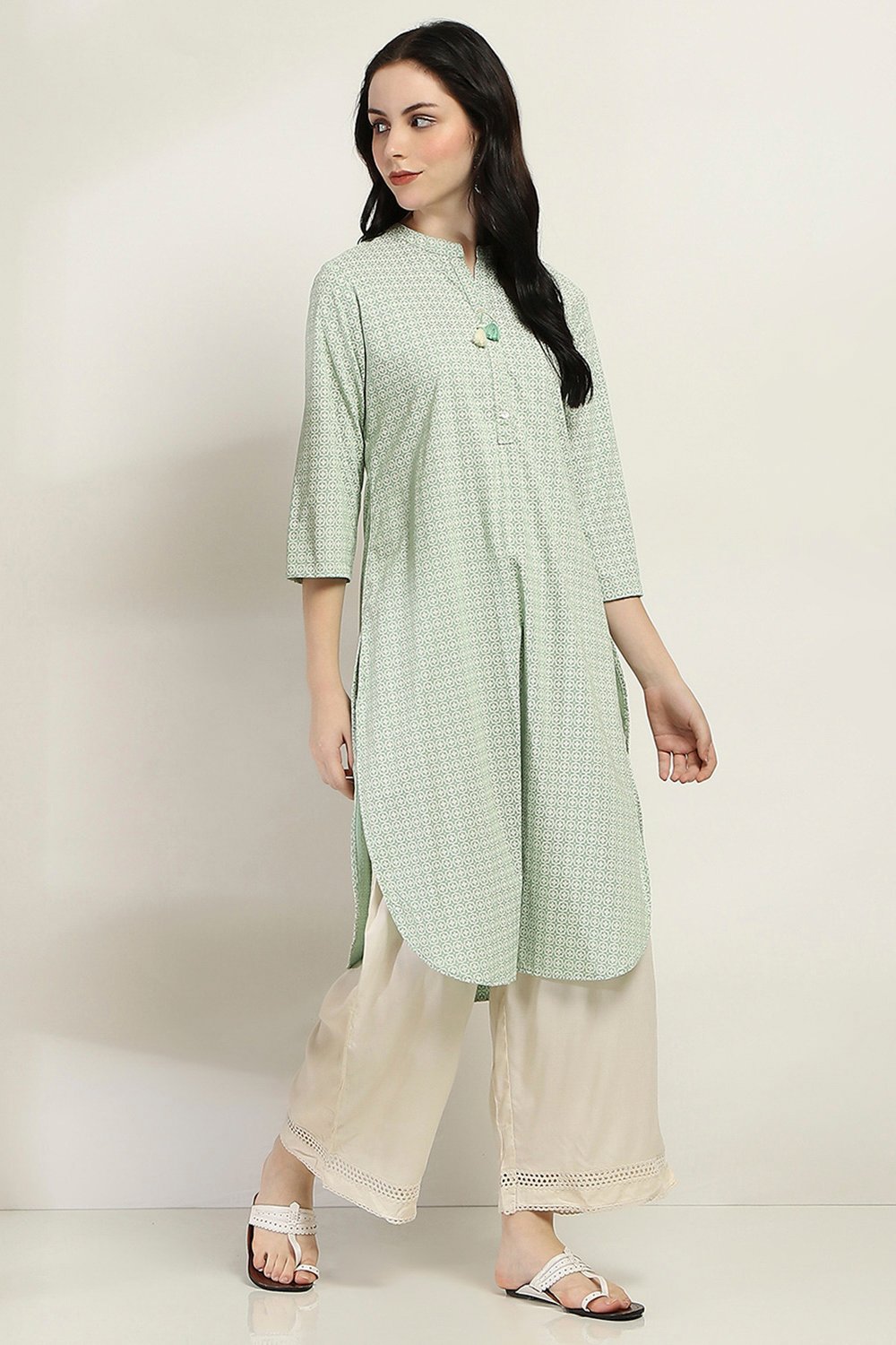 Green Viscose Rayon Straight Kurta image number 4