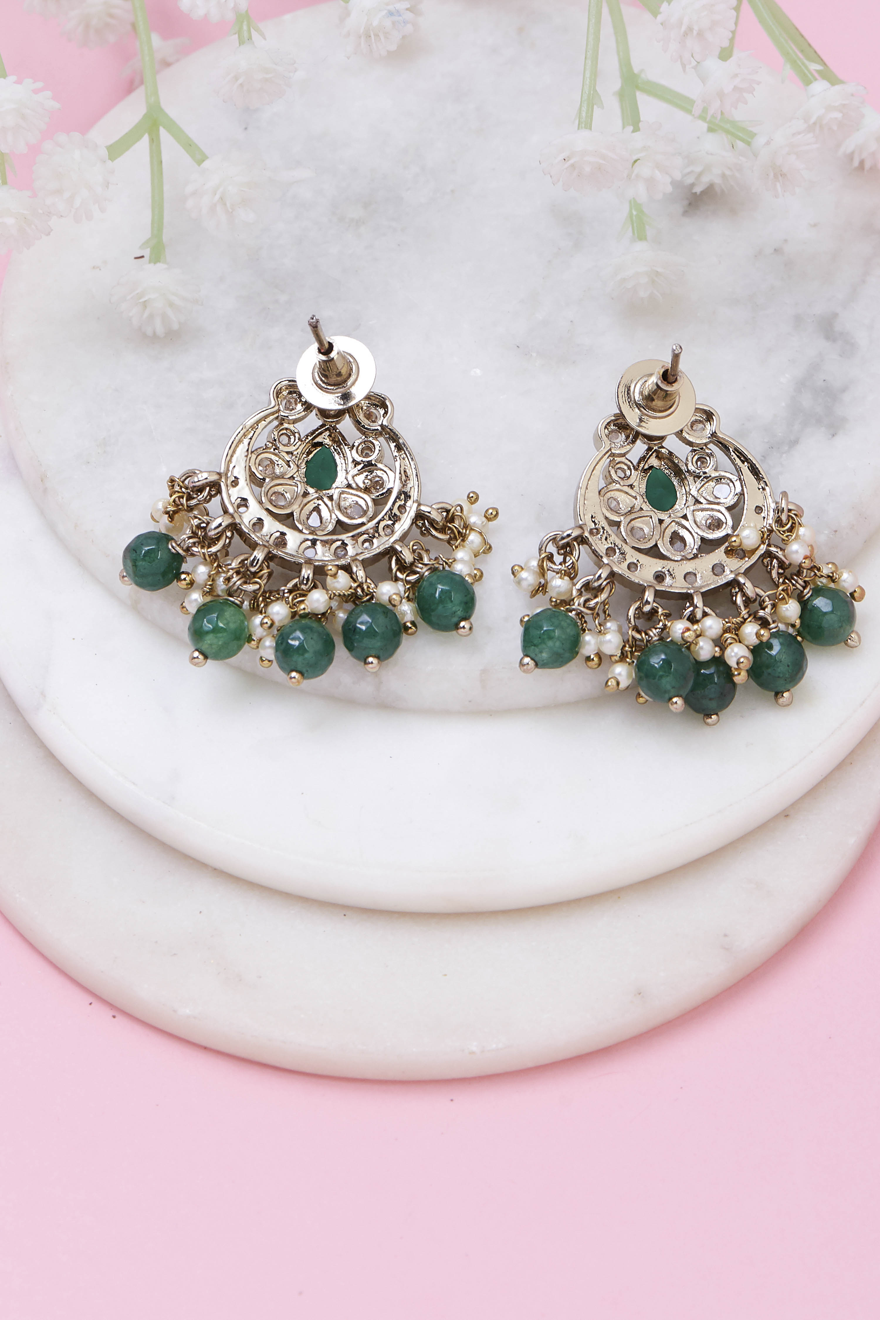 Green Brass Drop & danglers image number 2