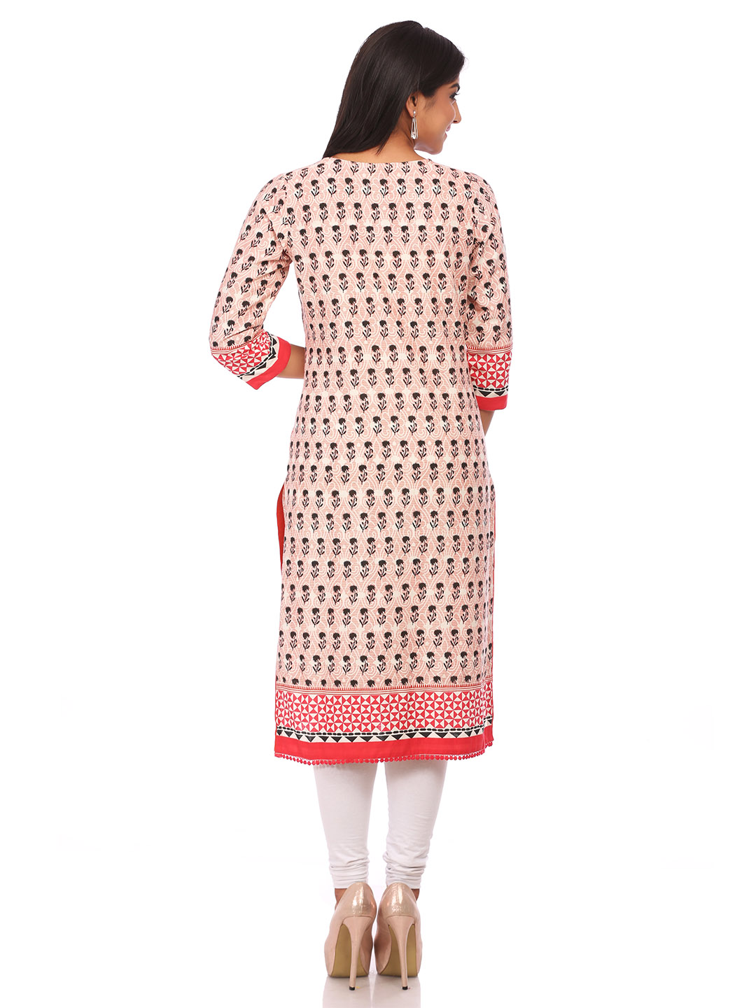 Beige Cotton Straight Kurta image number 1