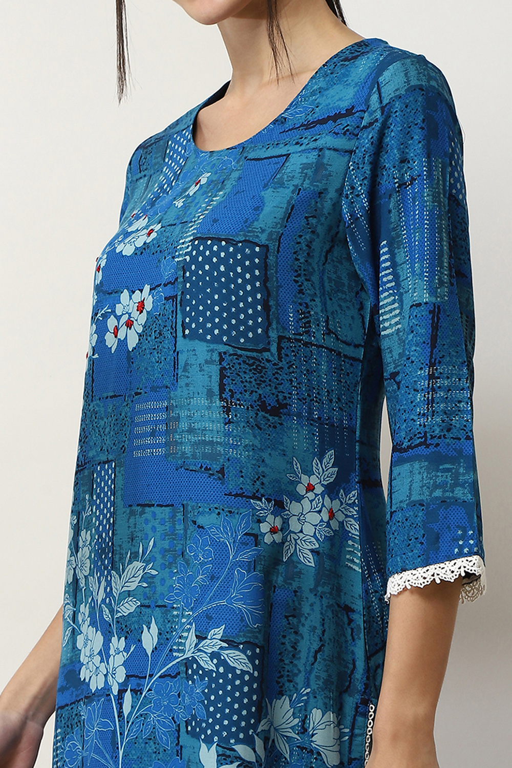 Indigo Viscose Rayon Straight Kurta image number 1
