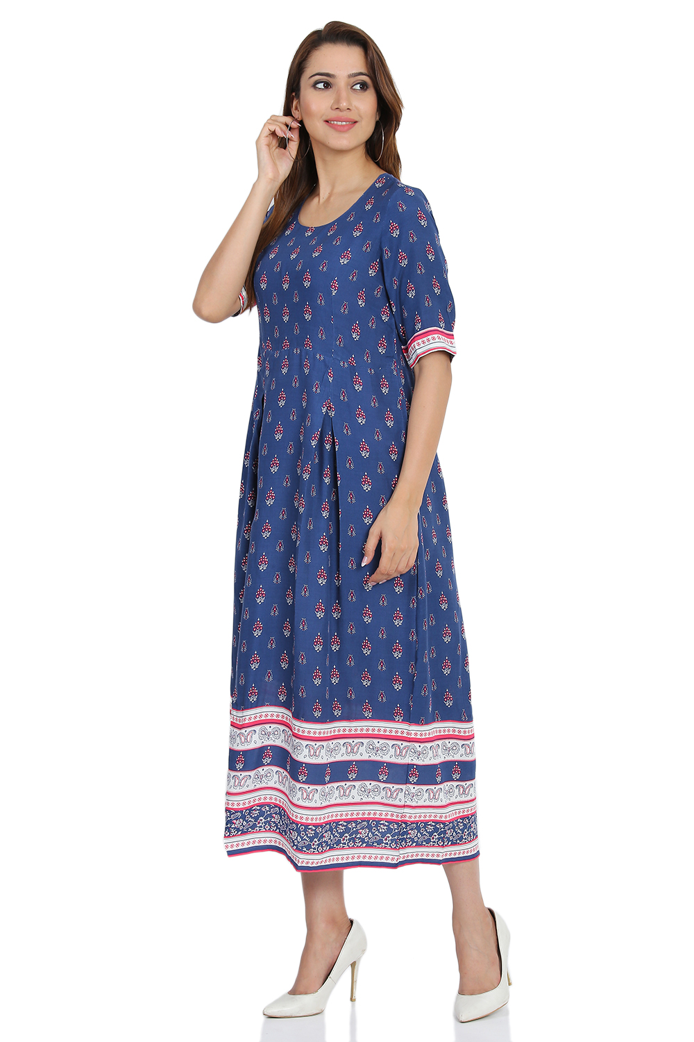 Indigo Flared Viscose Dress image number 2