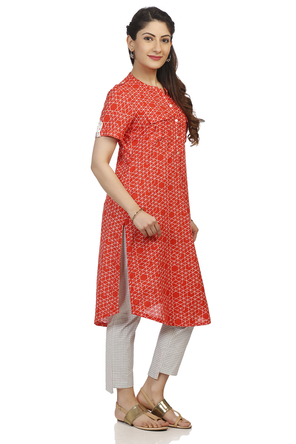 Red Viscose Straight Kurta image number 2