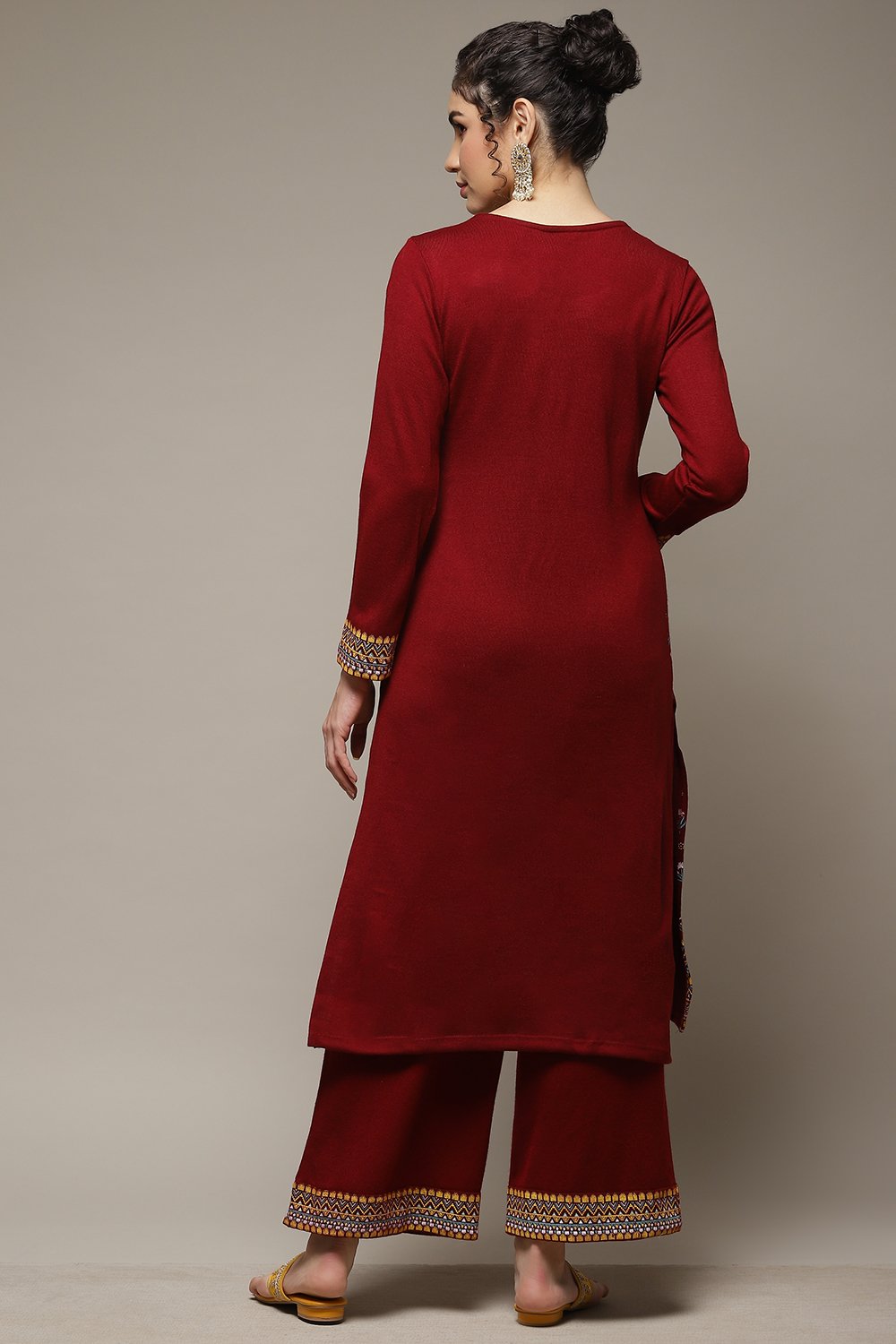 Maroon Acrylic Kurta image number 2