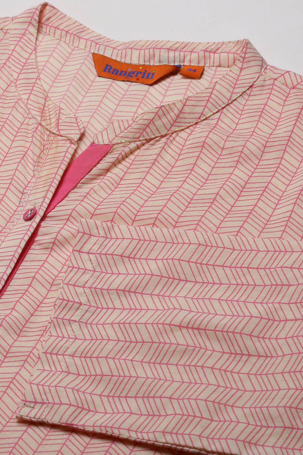 Cream Cotton And Cambric Straight Kurta image number 1