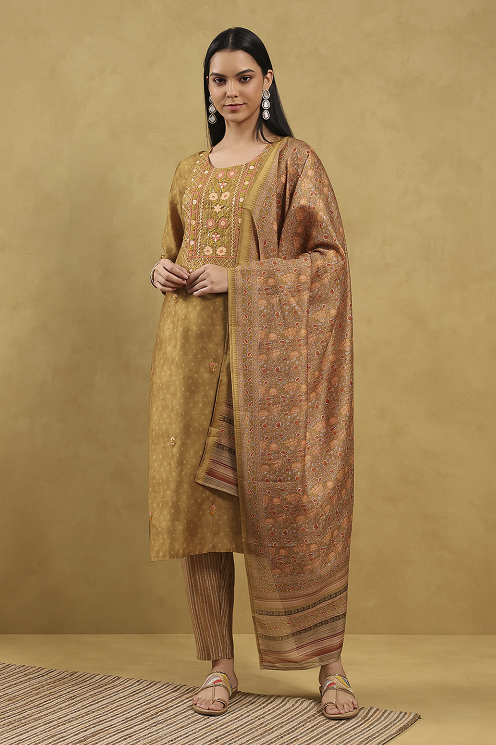 Blue Polyester Printed Straight Suit Set image number 2