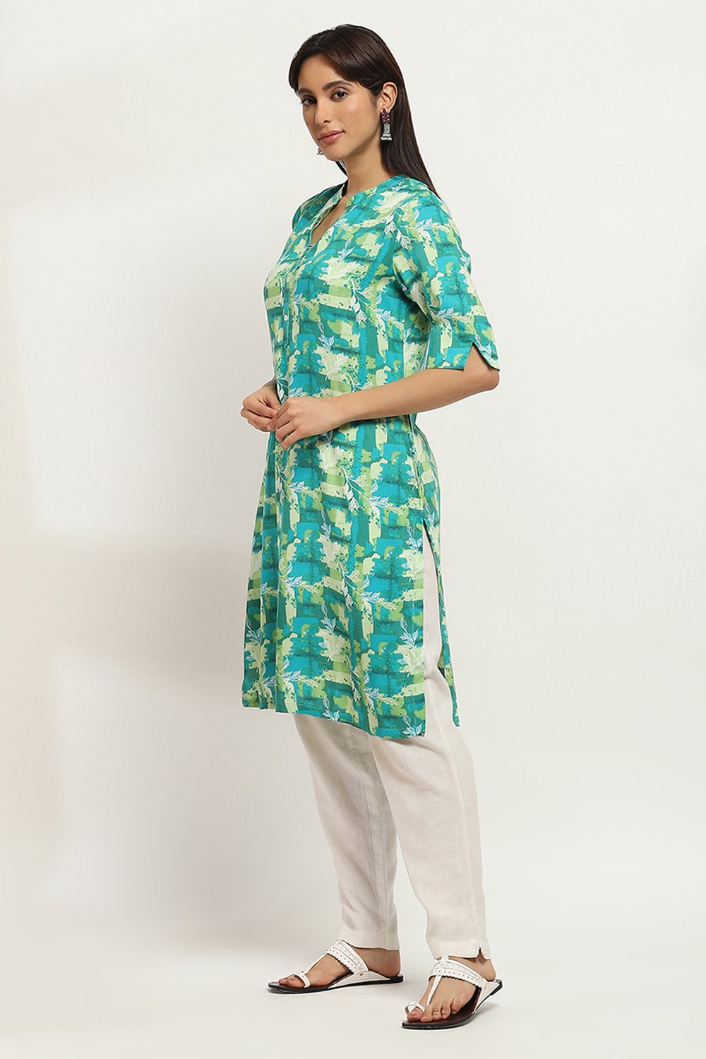 Purple Printed Straight Kurta image number 2
